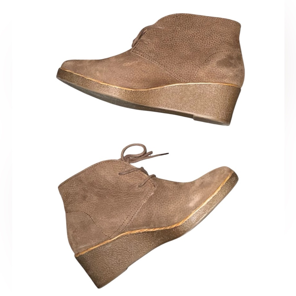 Lucky Brand Leather Wedge Ankle Boots Tan 7M